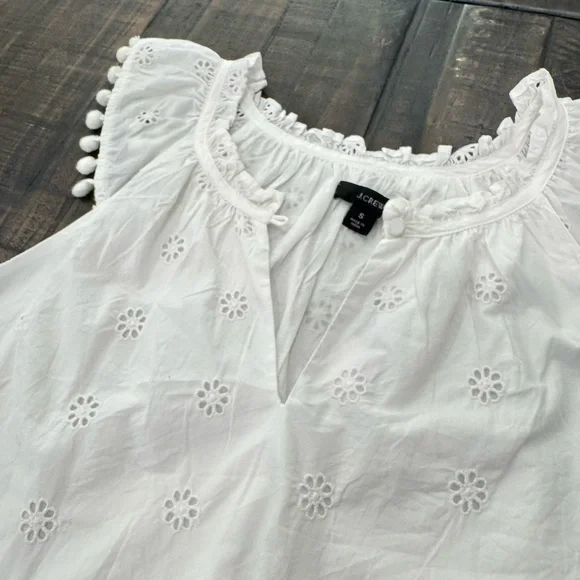 J. Crew White Eyelet Blouse with Ruffles - Picture 7 of 11